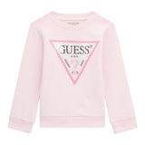 GUESS felpa chiusa girocollo tinta unita con logo Rosa per Neonata K4YQ10KA6R3 ROSA GUESS 