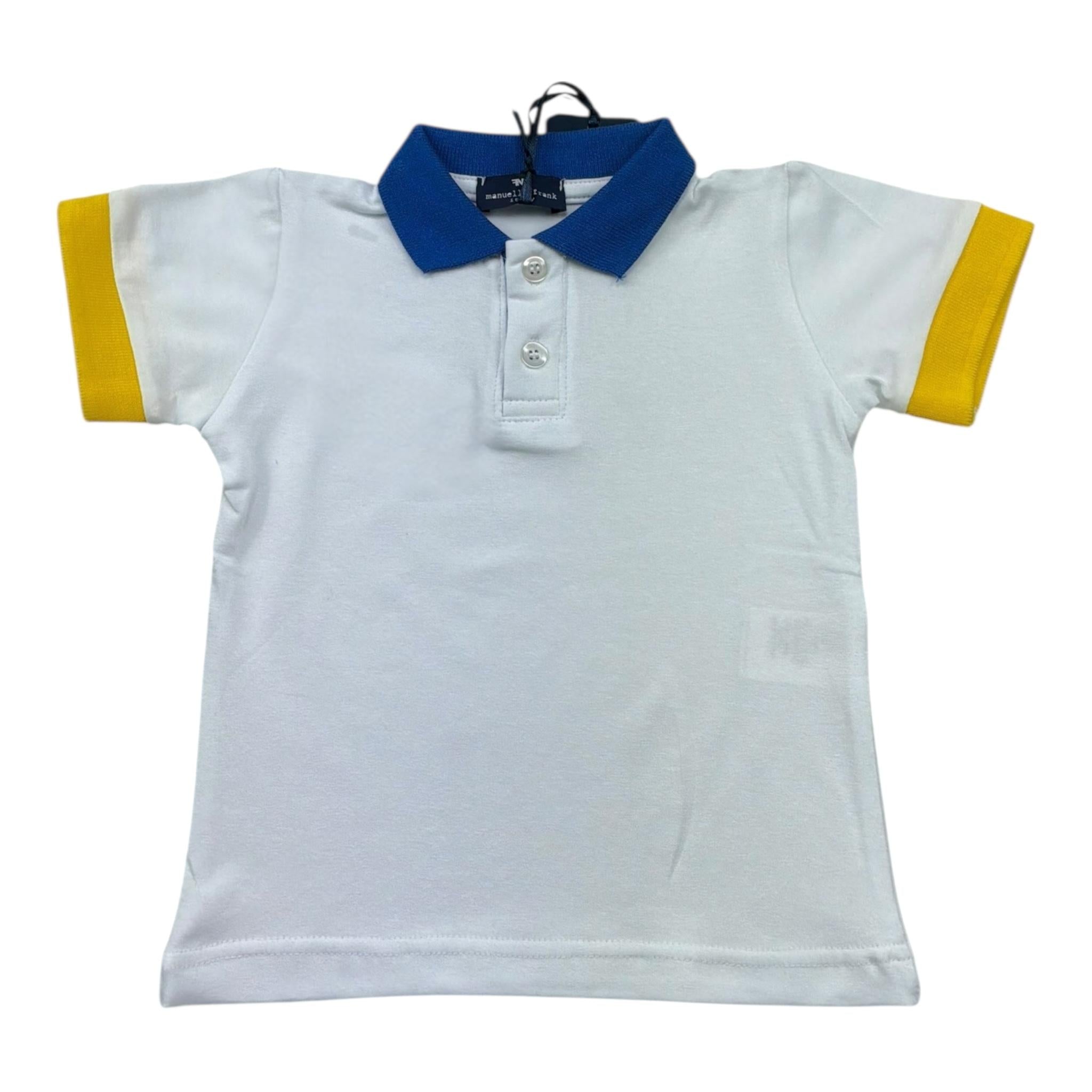 Manuel & Frank Polo Mezza Manica Tinta Unita con Colletto In Contrasto per Bambino MF7338B BIANCO MANUEL & FRANK 