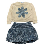 MISS GRANT completo 2 pezzi felpa-gonna bicolore Panna/azzurro per Bambina MG1201 PANNA/AZZURRO MISS GRANT 