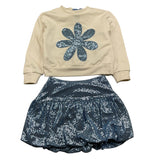 MISS GRANT completo 2 pezzi felpa-gonna bicolore Panna/azzurro per Bambina MG1201 PANNA/AZZURRO MISS GRANT 