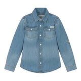 Guess Camicia Manica Lunga In Denim per Bambino N5RH05D5K80JX AZZURRO GUESS 