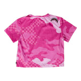 Sprayground – Rosa T-Shirt mit Militärmuster für Mädchen