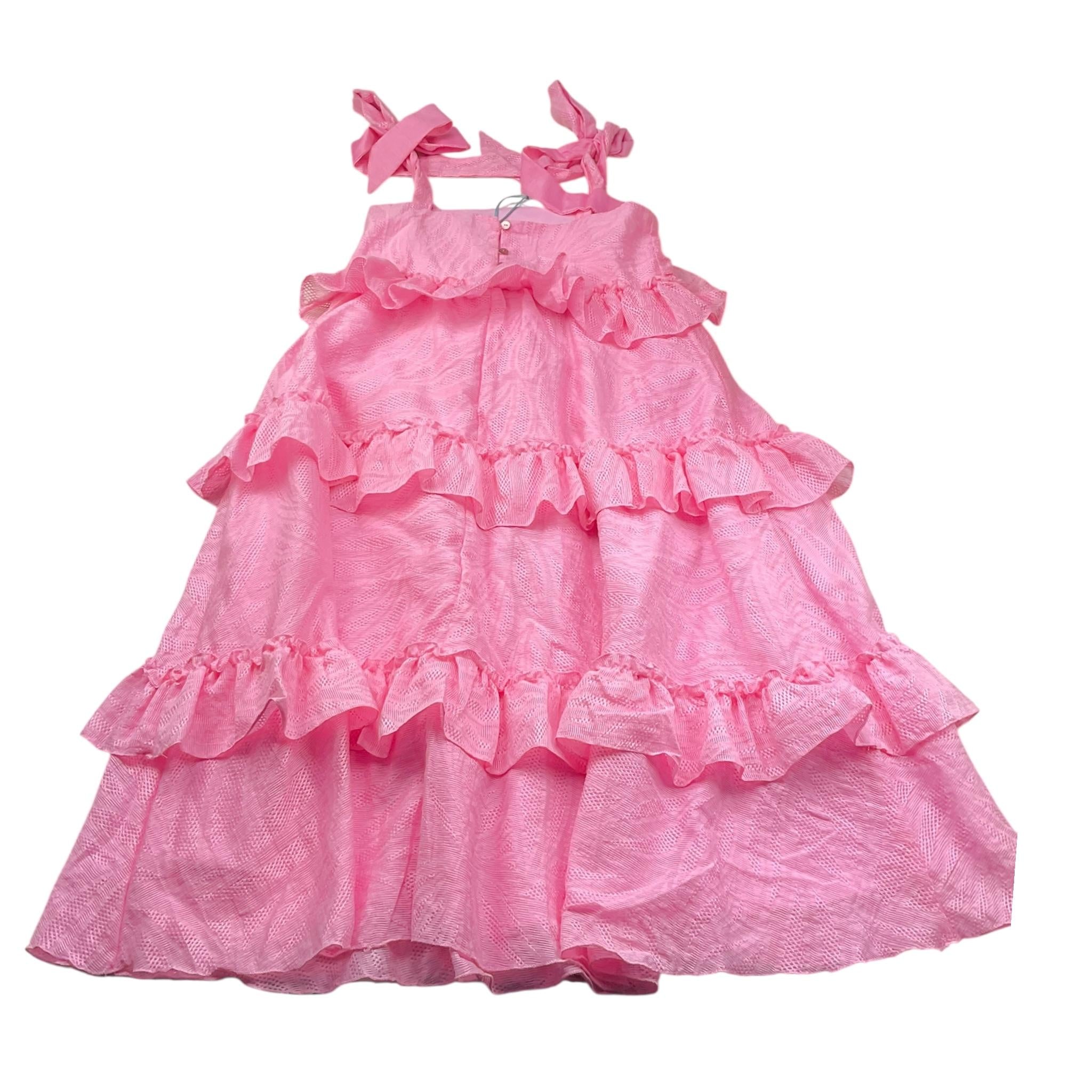 A' La Page Abito Tinta Unita con Ricami per Bambina 25SAGDRE00014 ROSA A' LA PAGE 