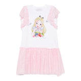 Monnalisa Abito Bicolore con Stampa E Brillantini per Bambina 19E918 BIANCO/ROSA MONNALISA 