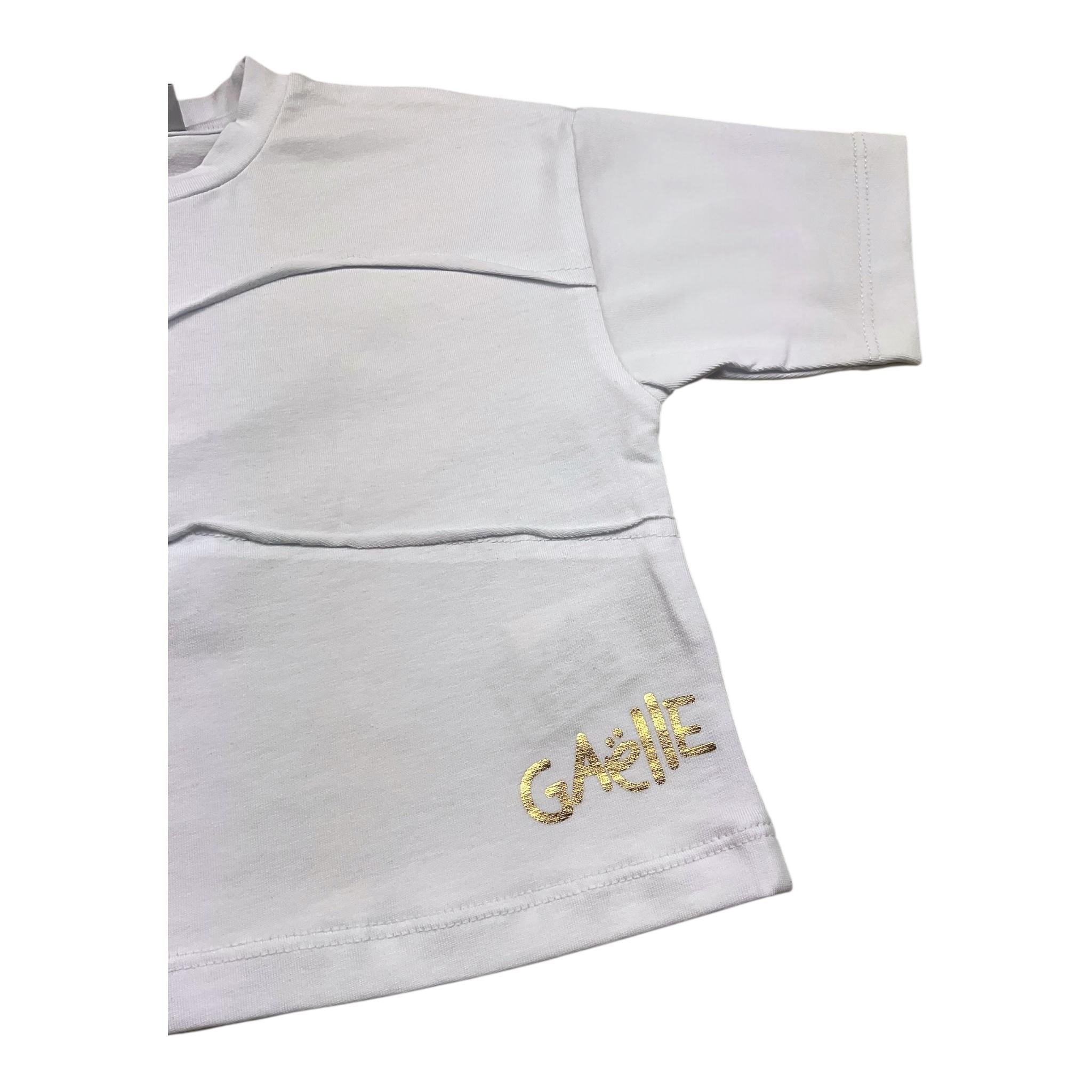 Gaelle T-Shirt Girocollo Tinta Unita con Logo per Bambina 2746MY00407 BIANCO GAELLE 