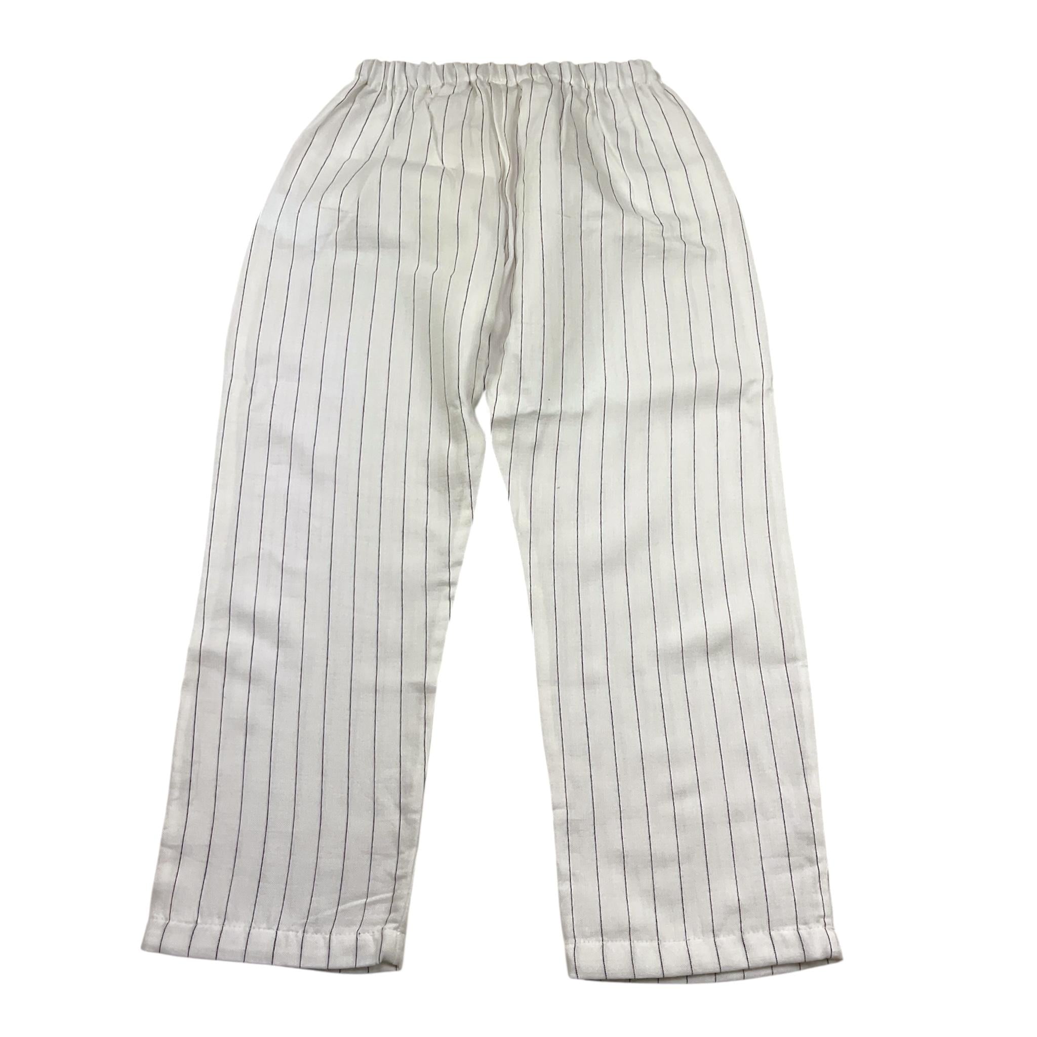 Petit Indi Pantalone Tinta Unita con Fantasia A Righe per Bambino SS25BK8225 BIANCO PETIT INDI 