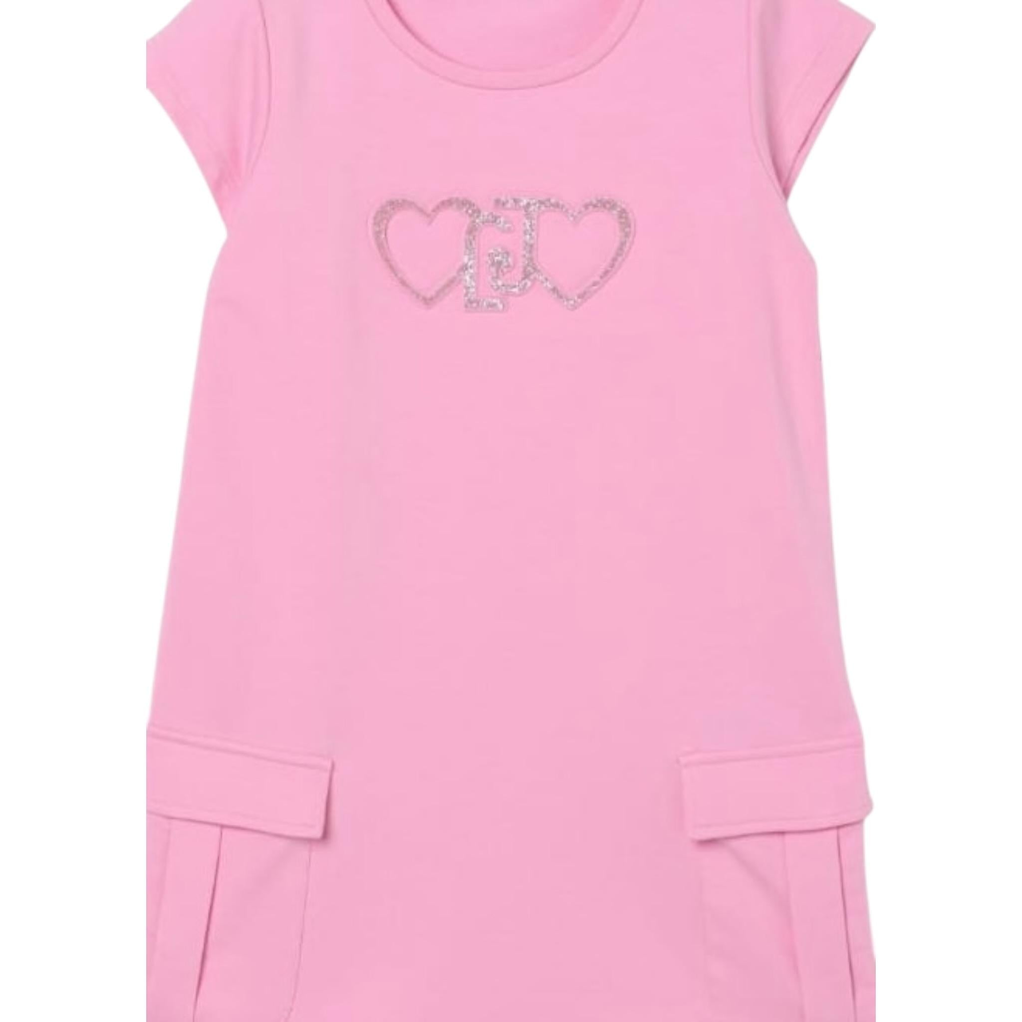 Liu Jo Abito Mezza Manica Tinta Unita con Logo per Neonata KA5017XN ROSA LIU JO 