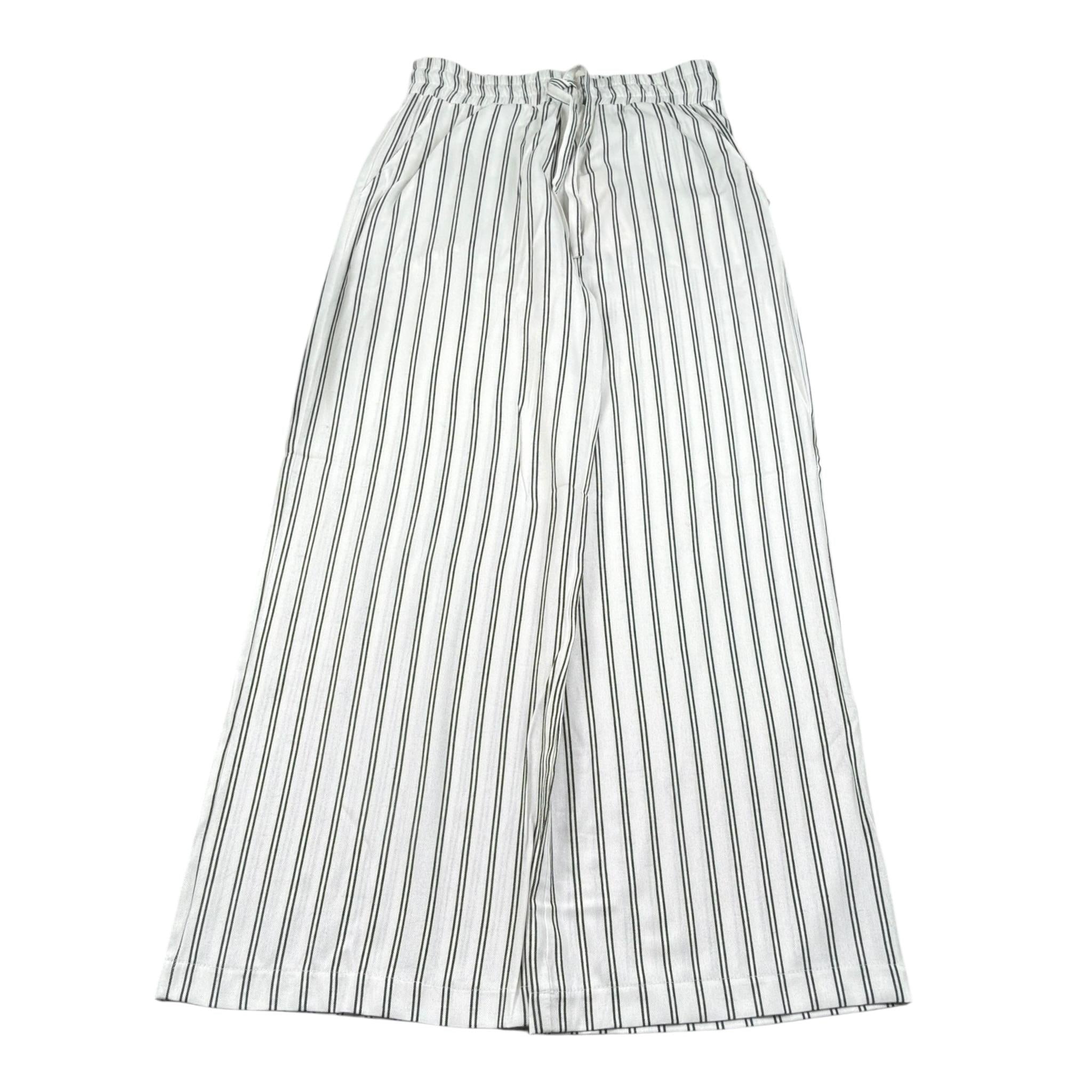 Please Pantalone Tinta Unita Modello A Palazzo con Fantasia A Righe per Bambina PE32131G73 BIANCO PLEASE 