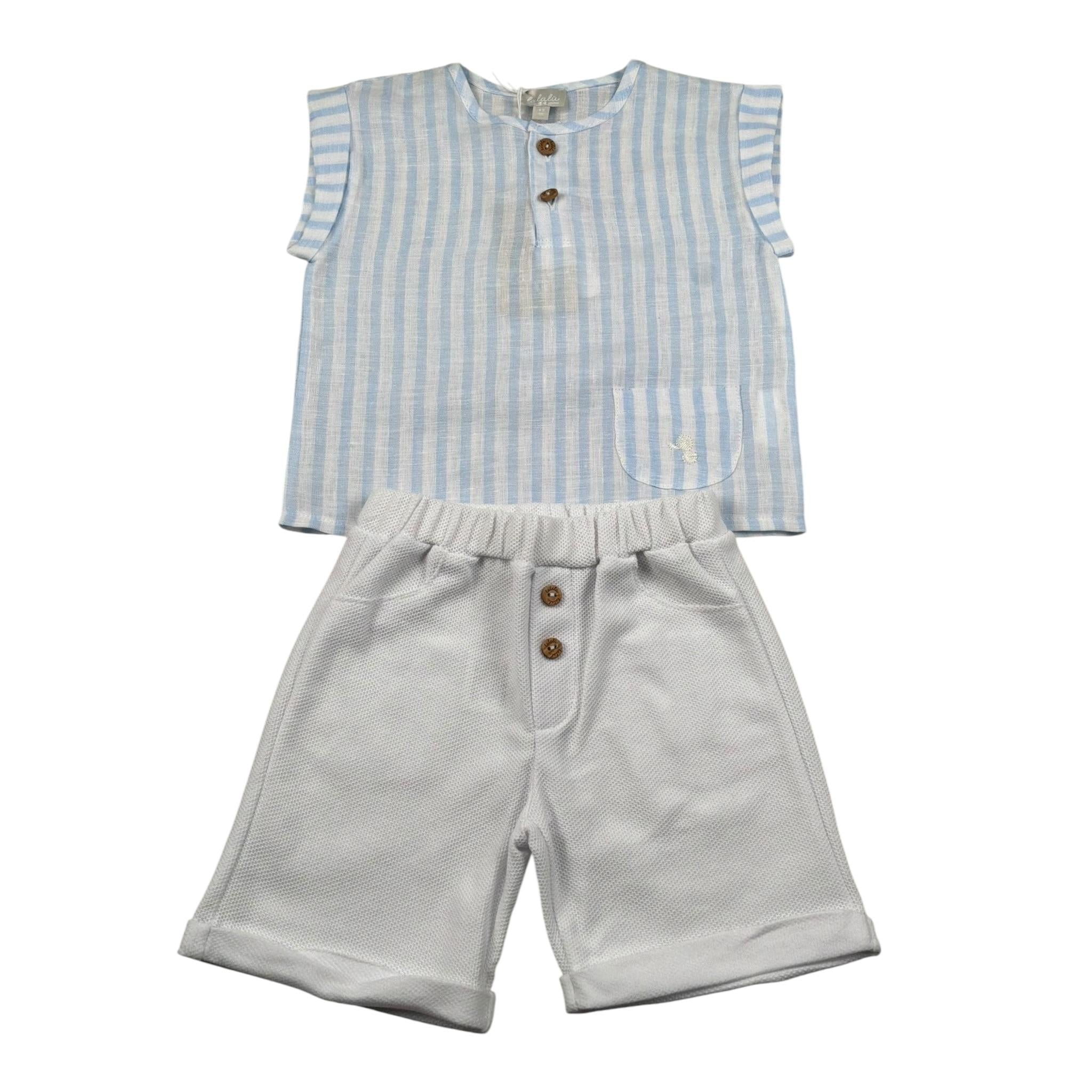 Lalalu' Completo 2 Pezzi Camicia-Bermuda per Neonato CCTL01G BIANCO/BEIGE LALALU' 