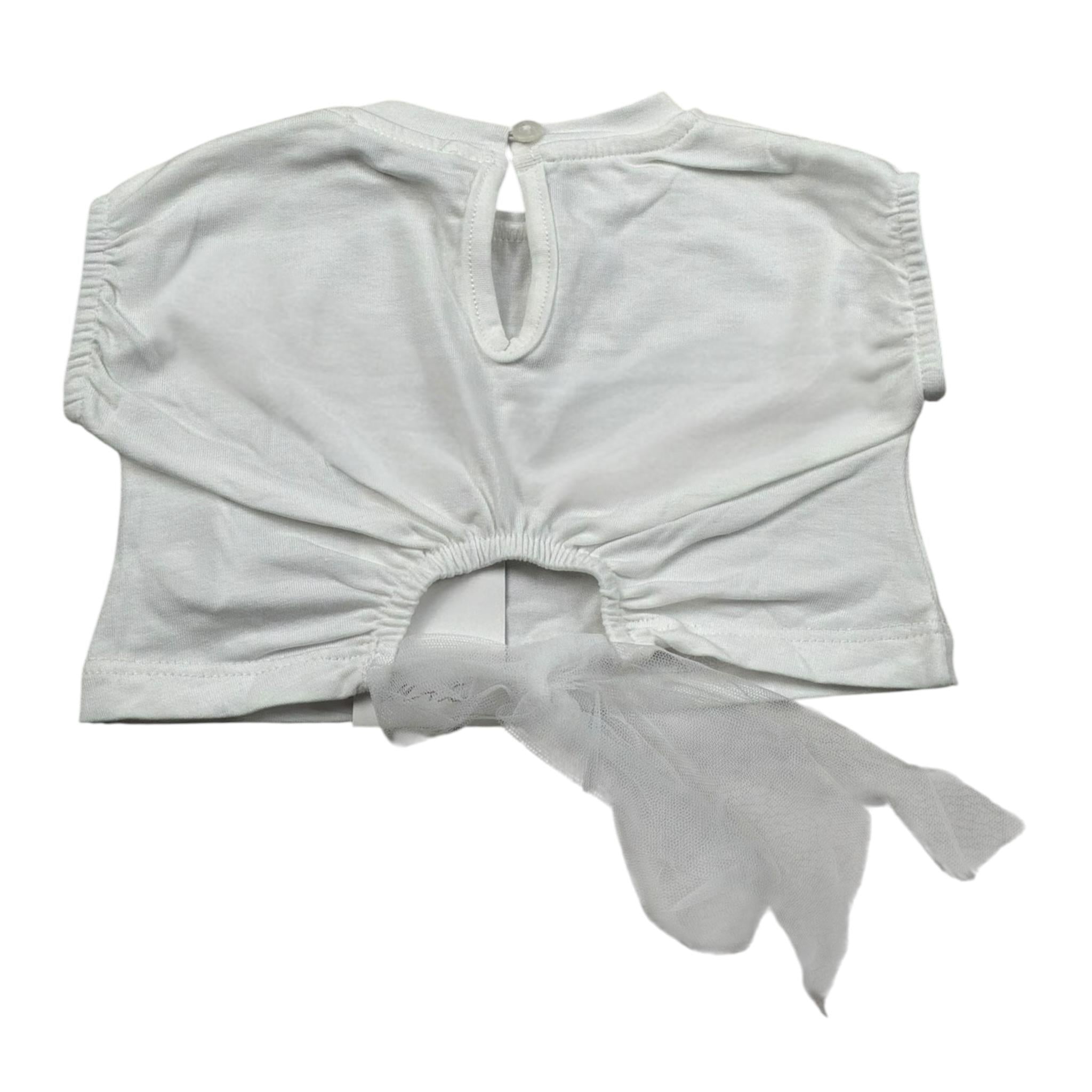 M+E' T-Shirt Girocollo Tinta Unita con Brillantini per Neonata UE1821 BIANCO M+E' 