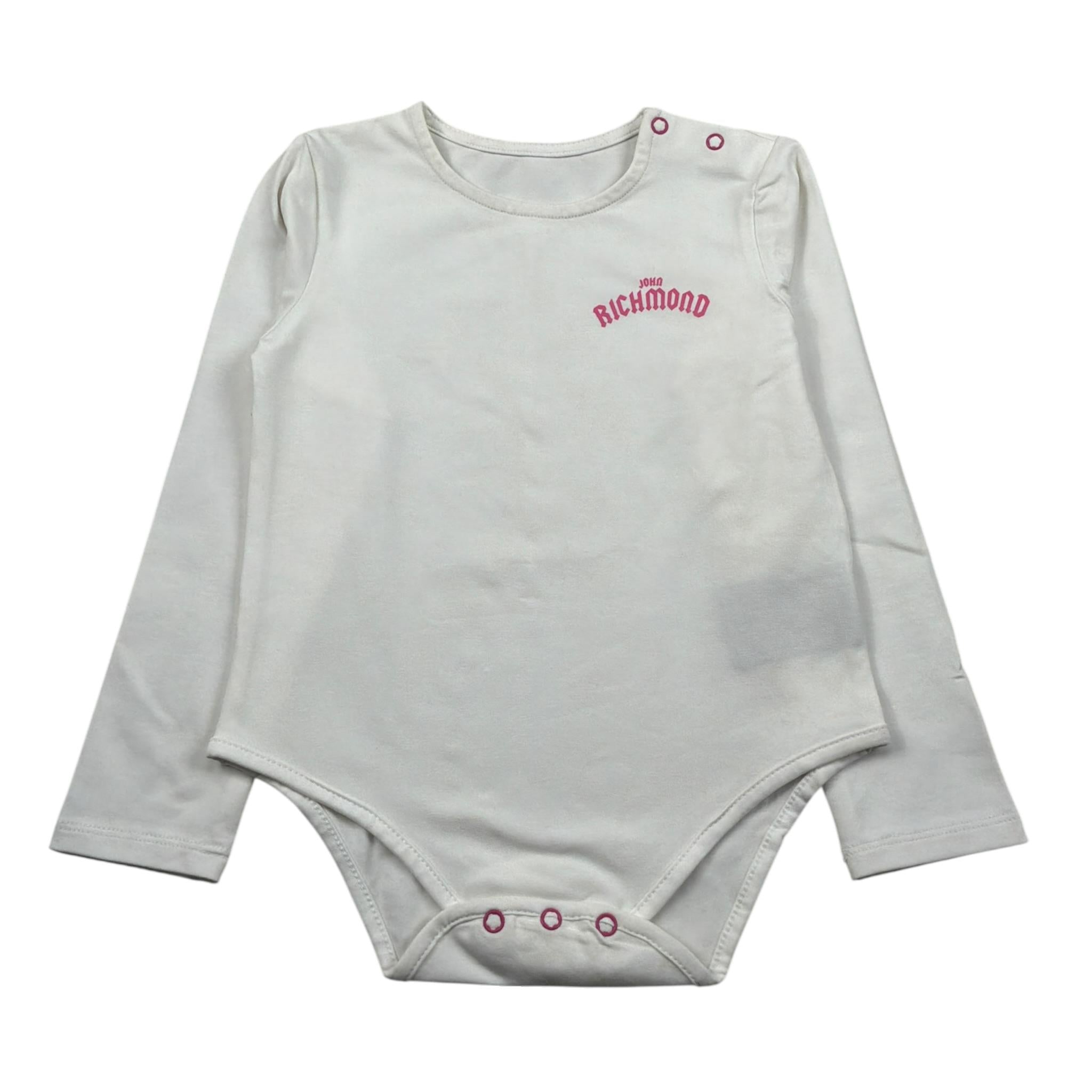John Richmond Body Manica Lunga tinta unita con Logo Panna per Neonata RIA23096VEN PANNA JOHN RICHMOND 