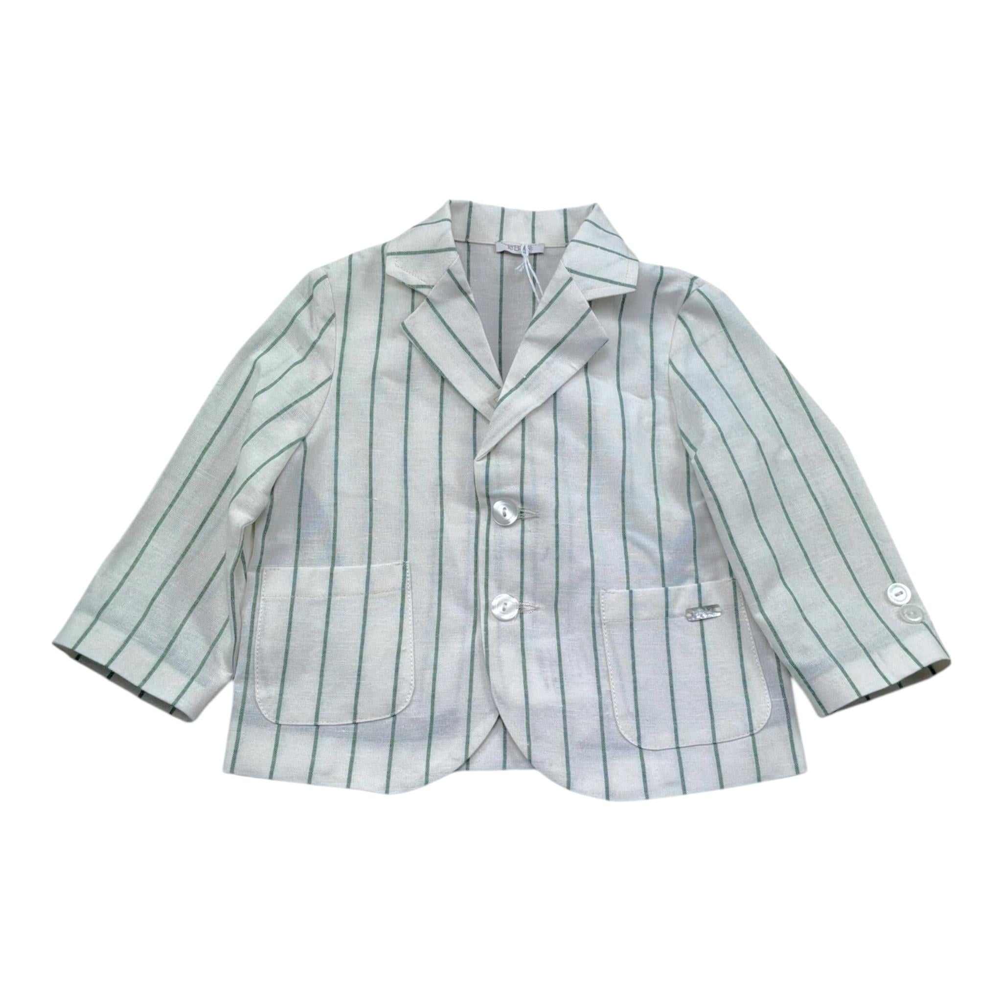 Le Bebe' Giacca Tinta Unita con Fantasia A Righe per Neonato LBB5335 PANNA LE BEBE' 