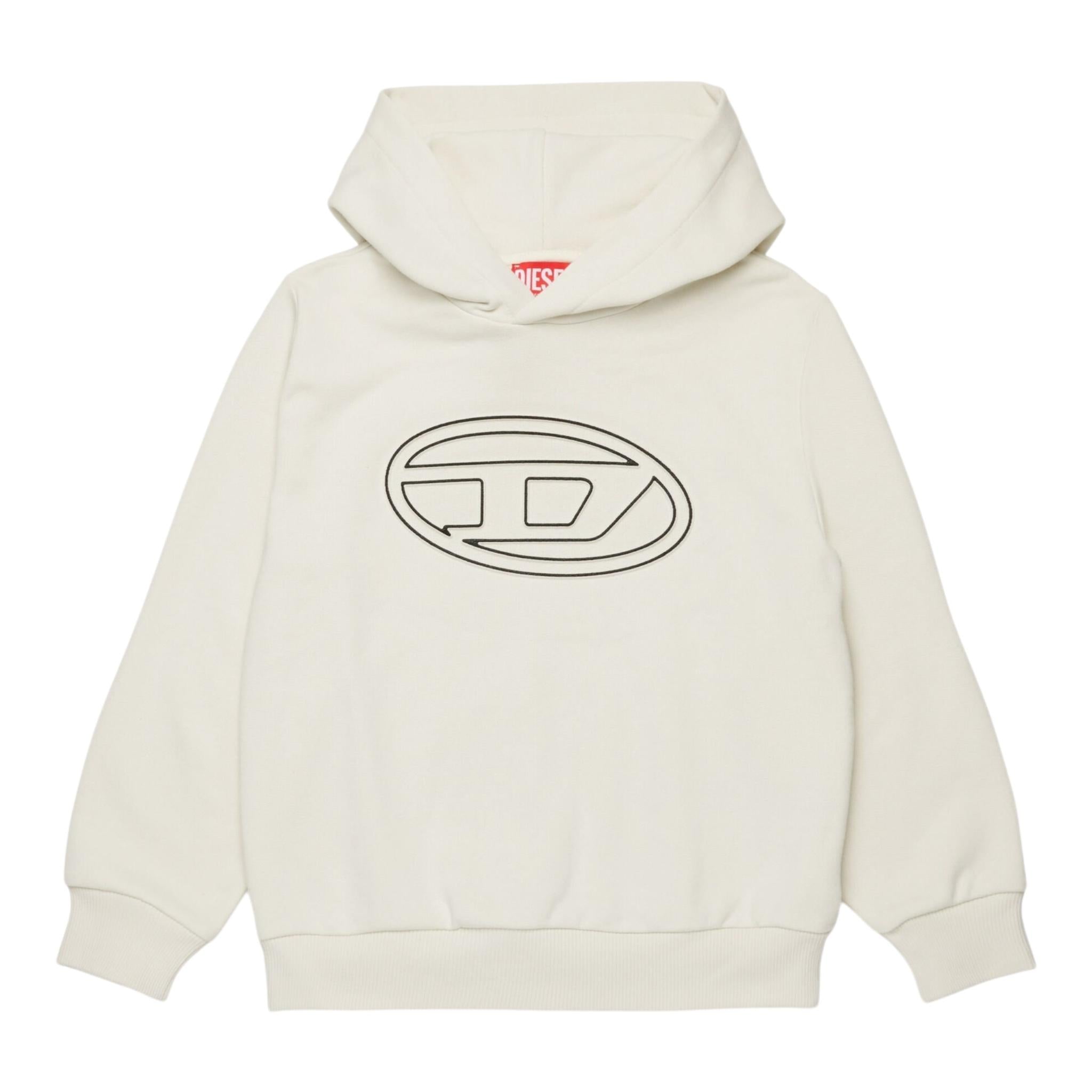 DIESEL felpa tinta unita con cappuccio e stampa Panna per Bambino J02017 PANNA DIESEL 