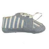Lalalu' Sneakers Tinta Unita con Fantasia A Righe e Lacci Azzurro per Neonato