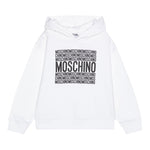 Moschino Felpa Chiusa con Cappuccio Tinta Unita con Stampe per Bambino HUF08T BIANCO MOSCHINO 