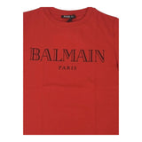 Balmain T-Shirt Girocollo Tinta Unita con Stampa per Neonato BV8581 ROSSO BALMAIN 