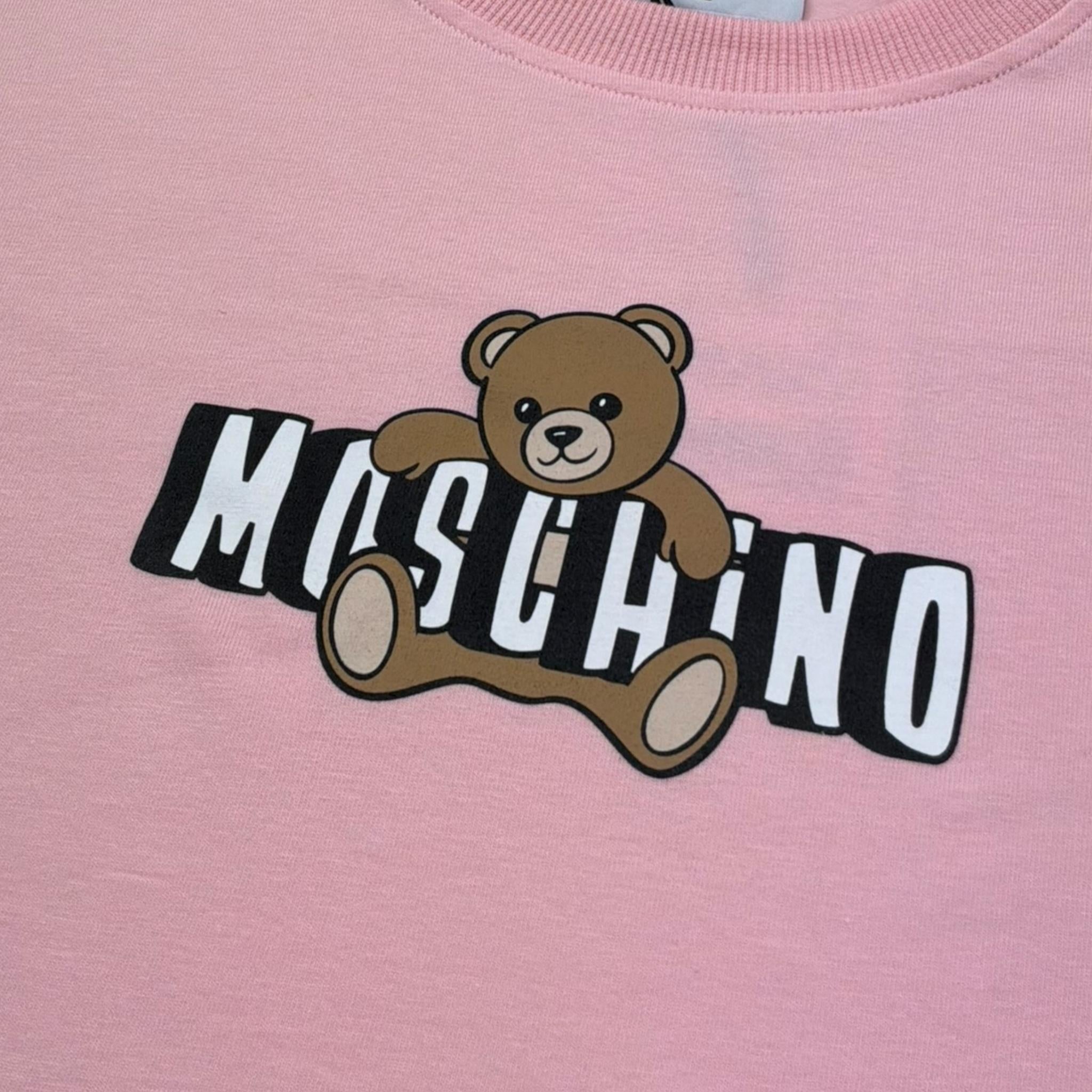 Moschino T-Shirt Girocollo Tinta Unita con Stampa per Bambina HAG01H ROSA MOSCHINO 
