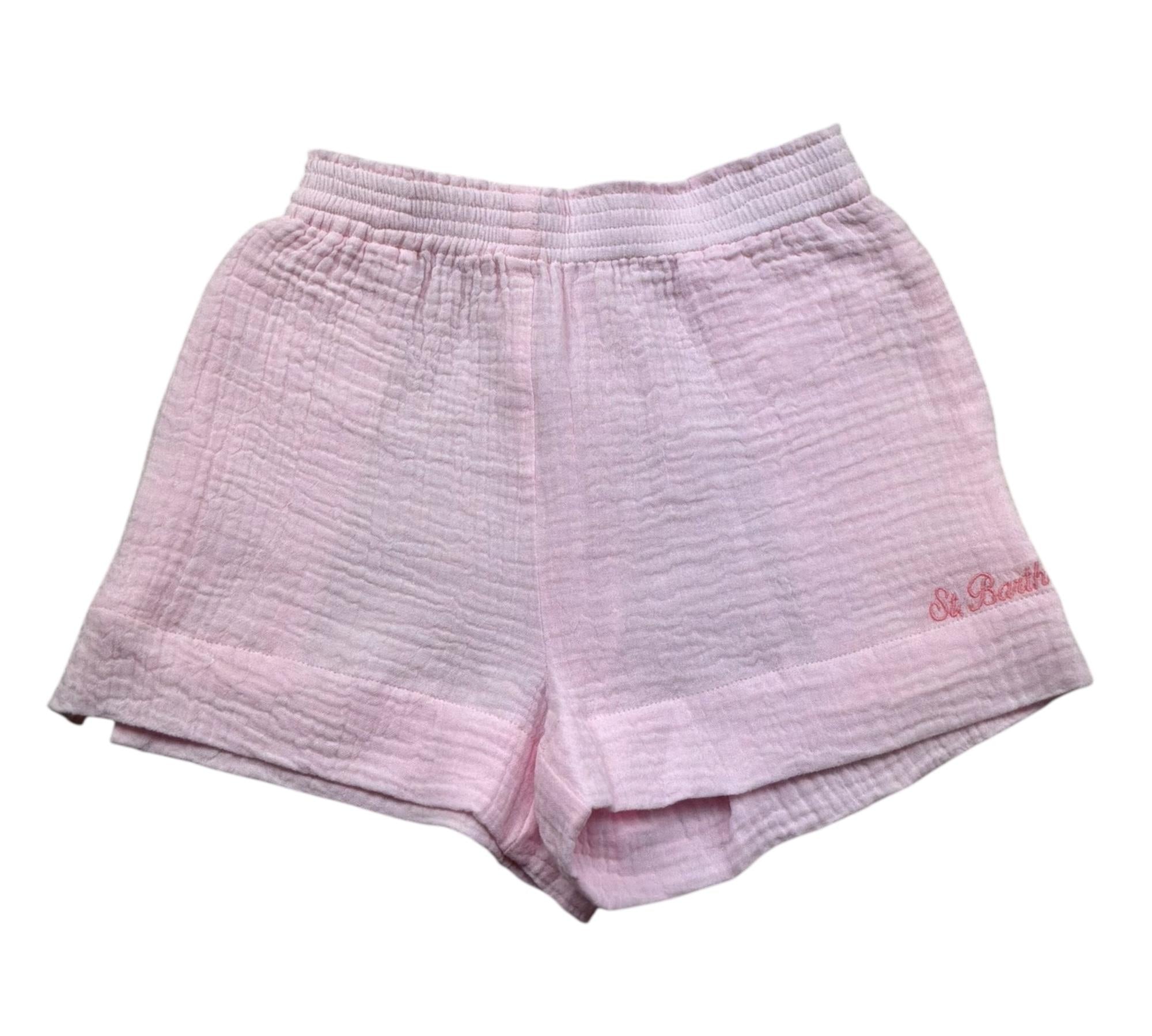 Saint Barth Short Tinta Unita con Elastico In Vita per Bambina MEAVEJR ROSA SAINT BARTH 