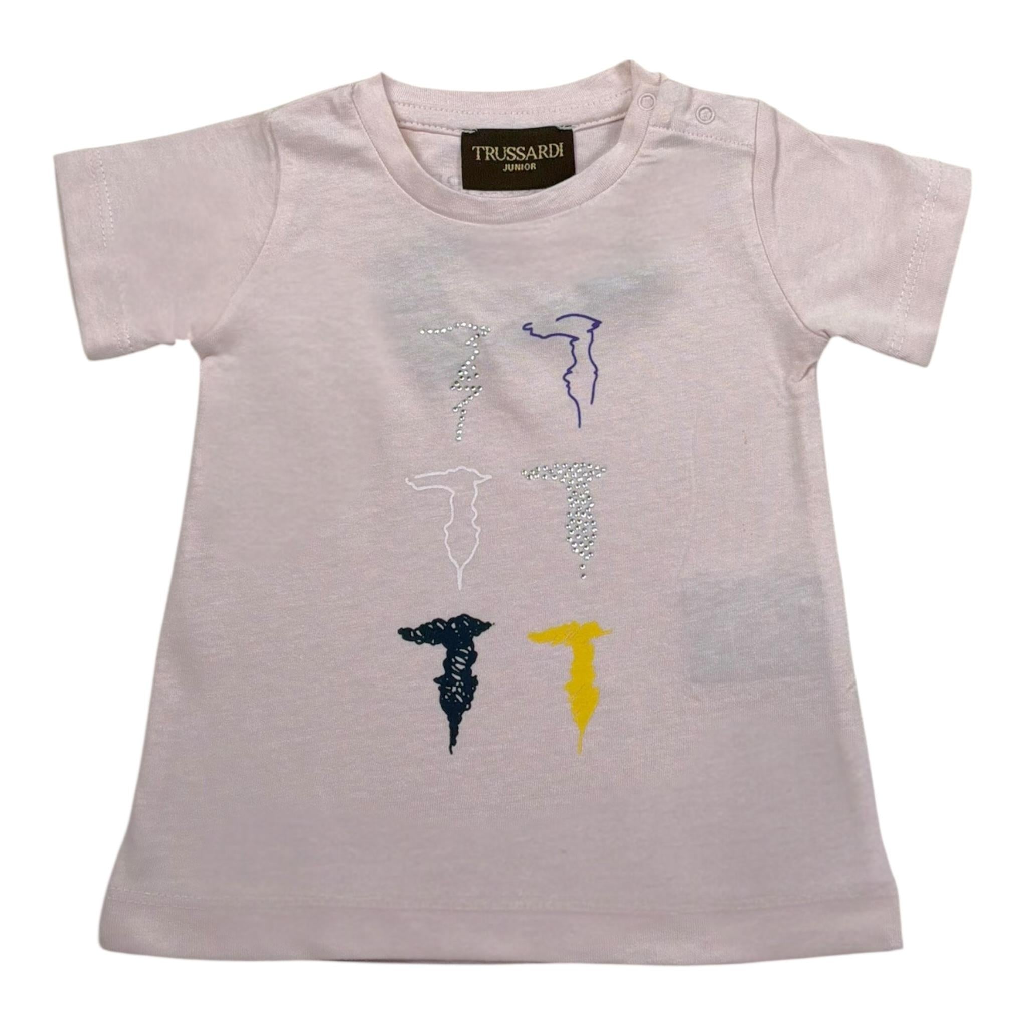 Trussardi T-Shirt Girocollo Tinta Unita con Stampa per Neonata TIP21107 ROSA TRUSSARDI 