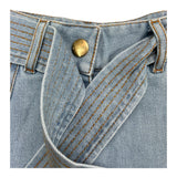 Lanvin Short Tinta Unita In Denim Con Cinturino Azzurro Per Bambina