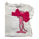 M+E' T-Shirt Girocollo Tinta Unita con Stampa In Contrasto Bianco per Neonata
