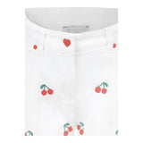 Stella Mccartney Pantalone Tinta Unita con Ricami Ciliegie per Bambina TW6B800 BIANCO STELLA McCARTNEY 