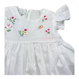 Le Bebe Abito Mezza Manica Tinta Unita con Ricami per Neonata LBG6254 BIANCO LE BEBE 