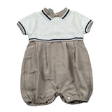 Marlu' Pagliaccetto Bicolore Mezza Manica per Neonato EB5520 BIANCO/BEIGE MARLU' 