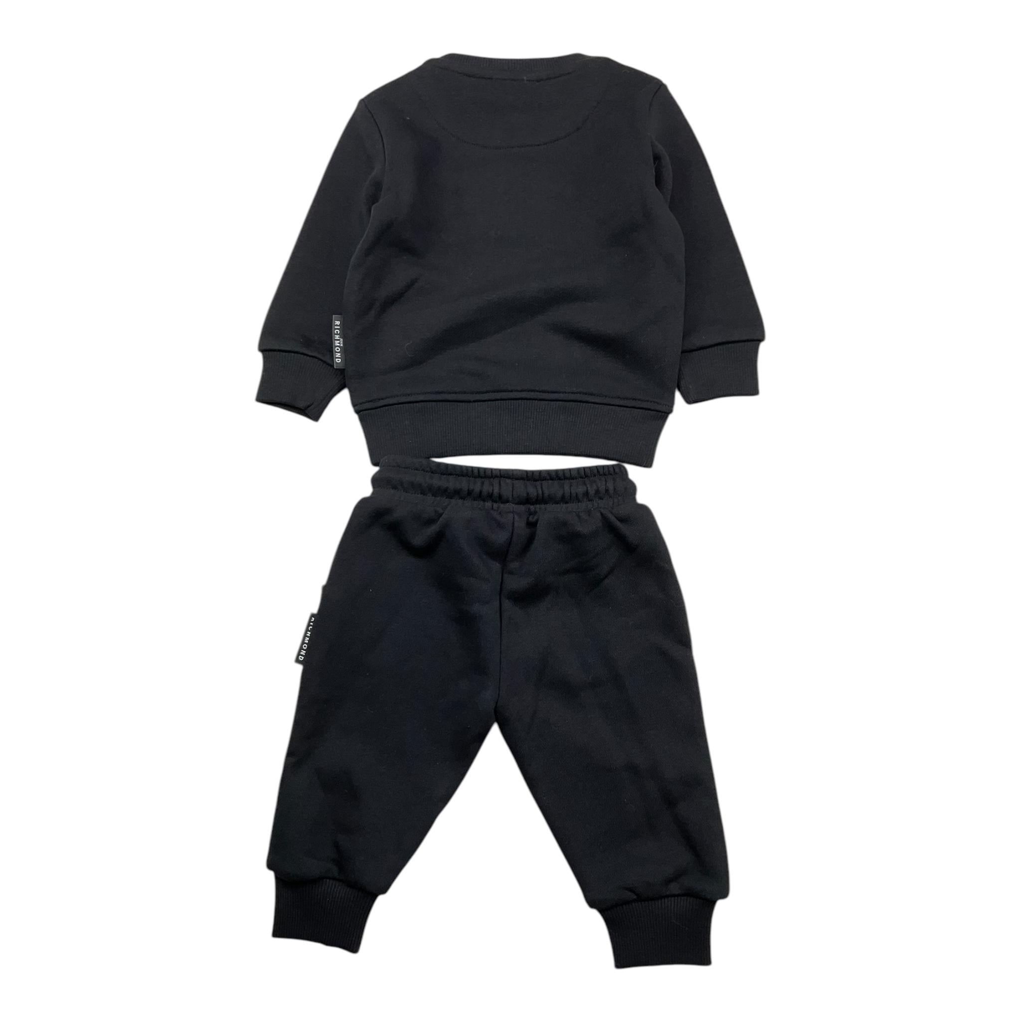 JOHN RICHMOND completo 2pz felpa-pantalone tinta unita con stampa Nero per Neonato RIA25005CF NERO JOHN RICHMOND 