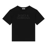 Dolce & Gabbana T-Shirt Girocollo Tinta Unita con Logo per Bambina JNDK NERO DOLCE & GABBANA 
