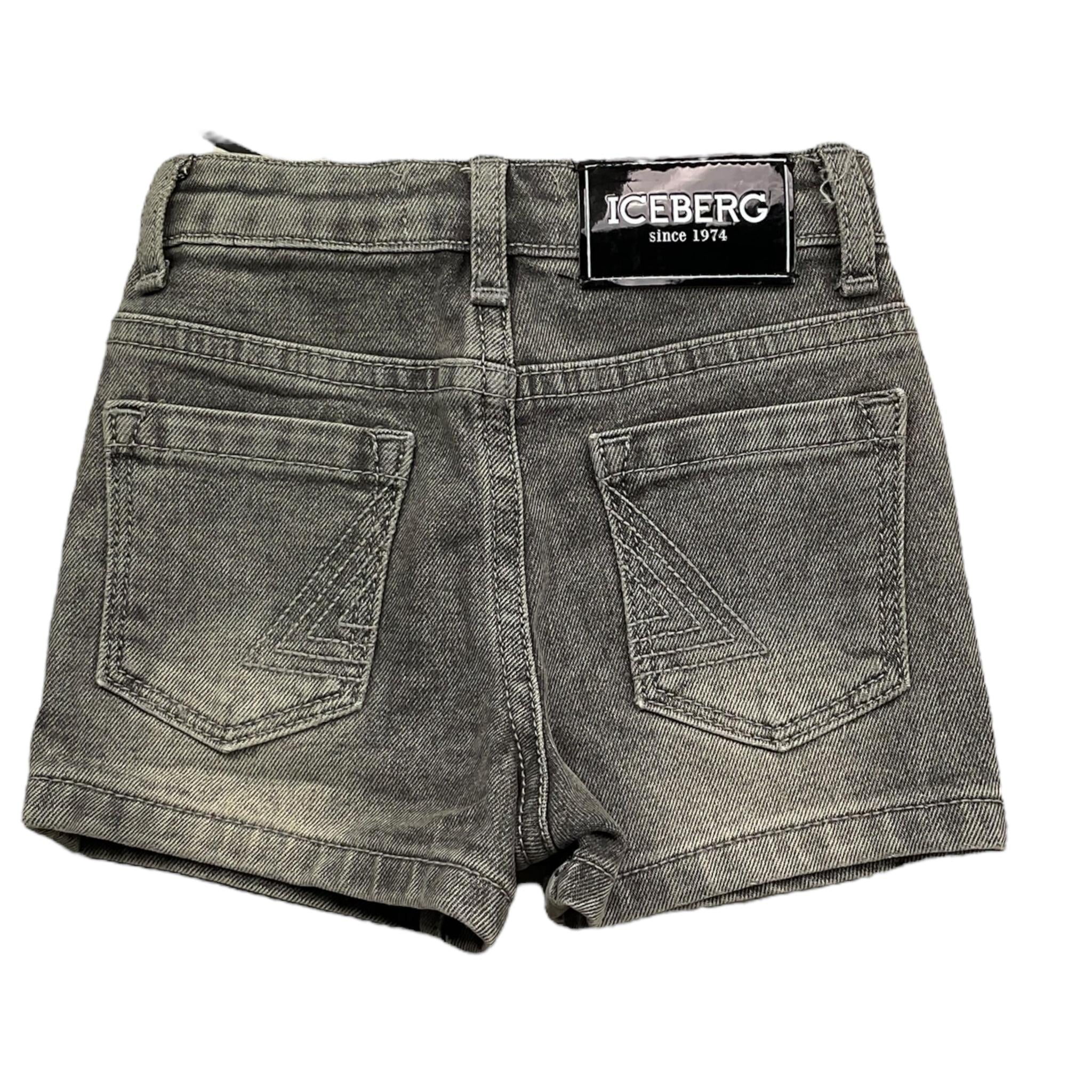Iceberg Bermuda Tinta Unita In Denim con Girovita Regolabile per Bambino BMICE5108BJ GRIGIO ICEBERG 