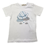 Emc T-Shirt Girocollo Tinta Unita con Stampa In Contrasto Bianco per Neonato