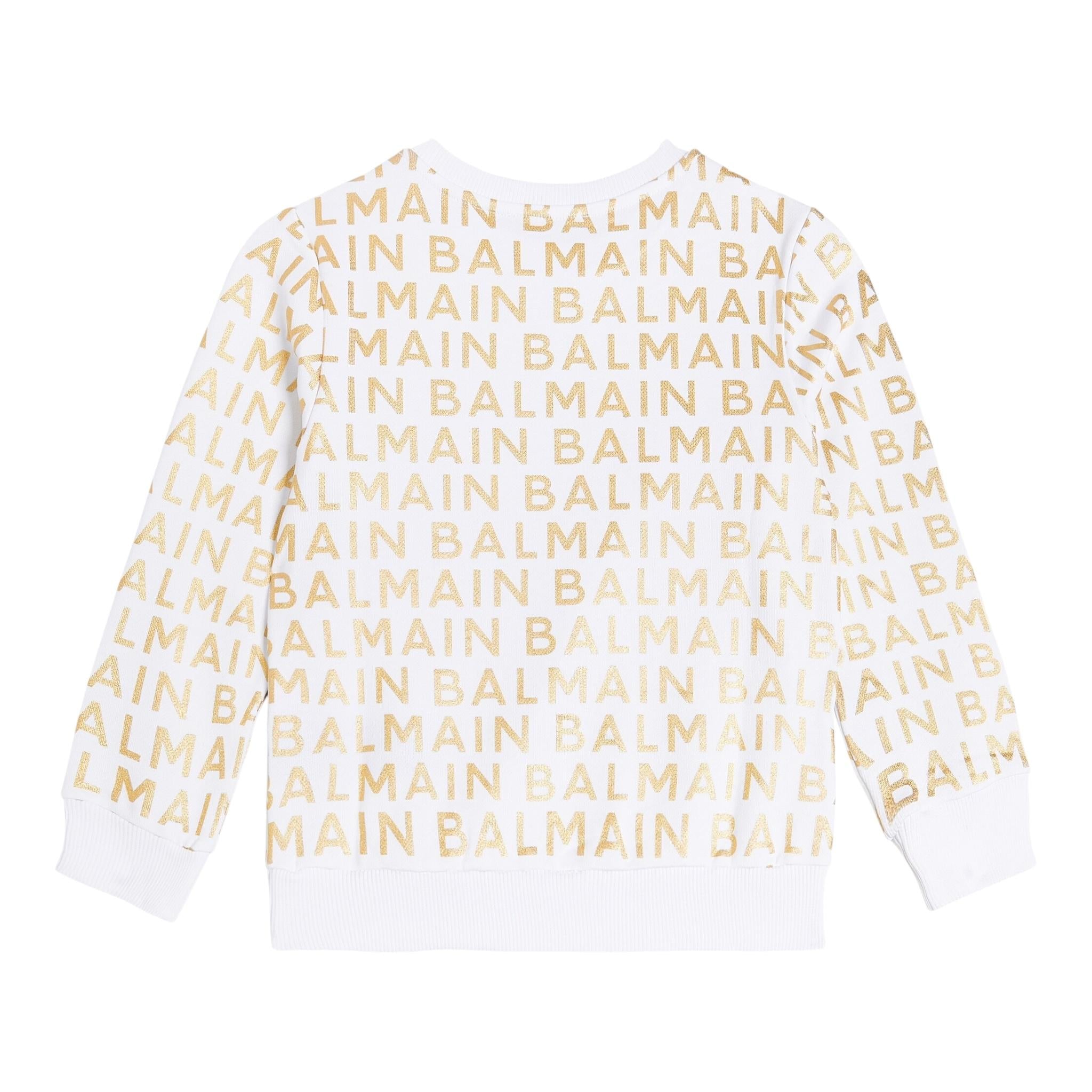 BALMAIN felpa chiusa girocollo tinta unita cn loghi Bianco per Bambino BT4R00 BIANCO BALMAIN 