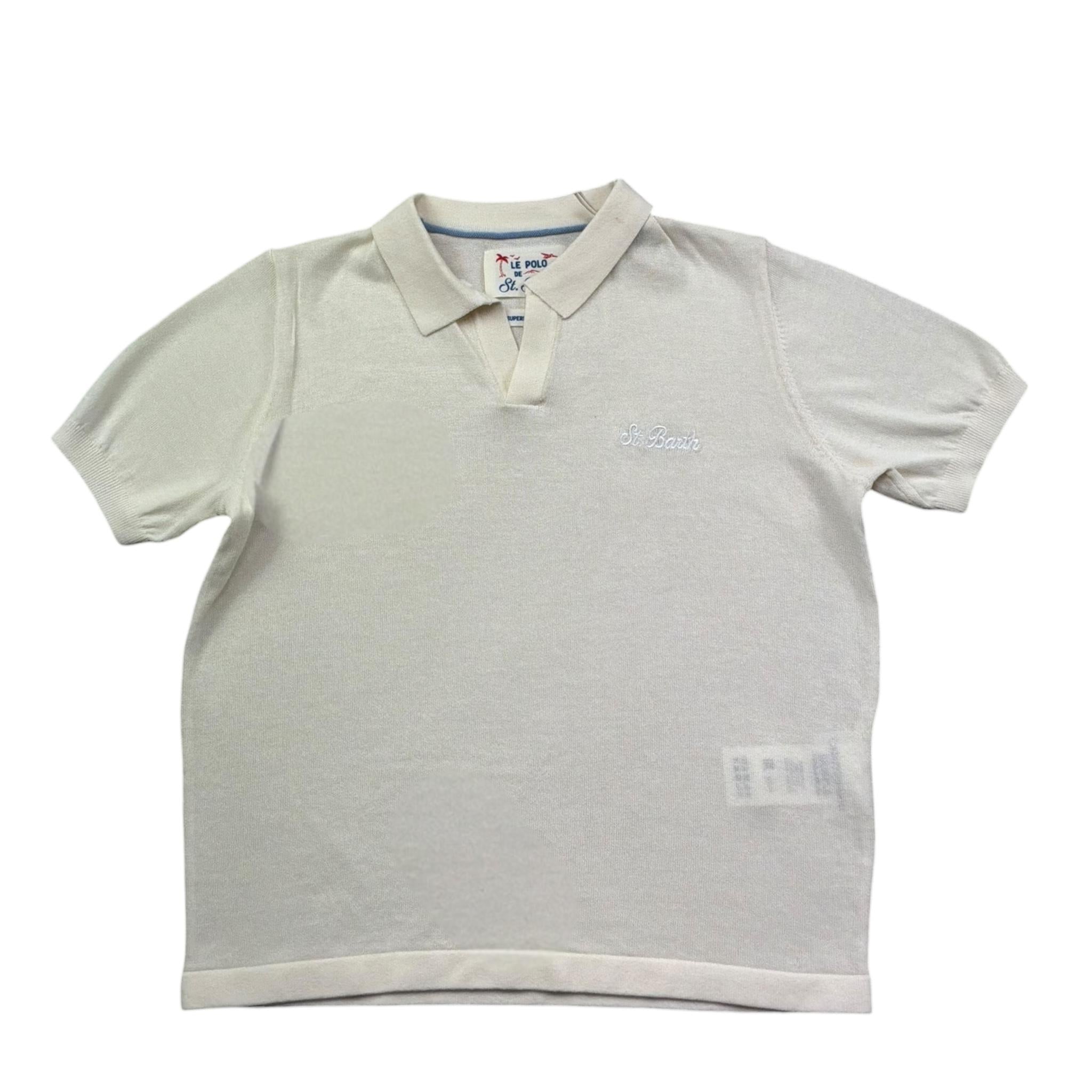 Saint Barth Polo Tinta Unita Mezza Manica per Bambino 00095L BEIGE SAINT BARTH 