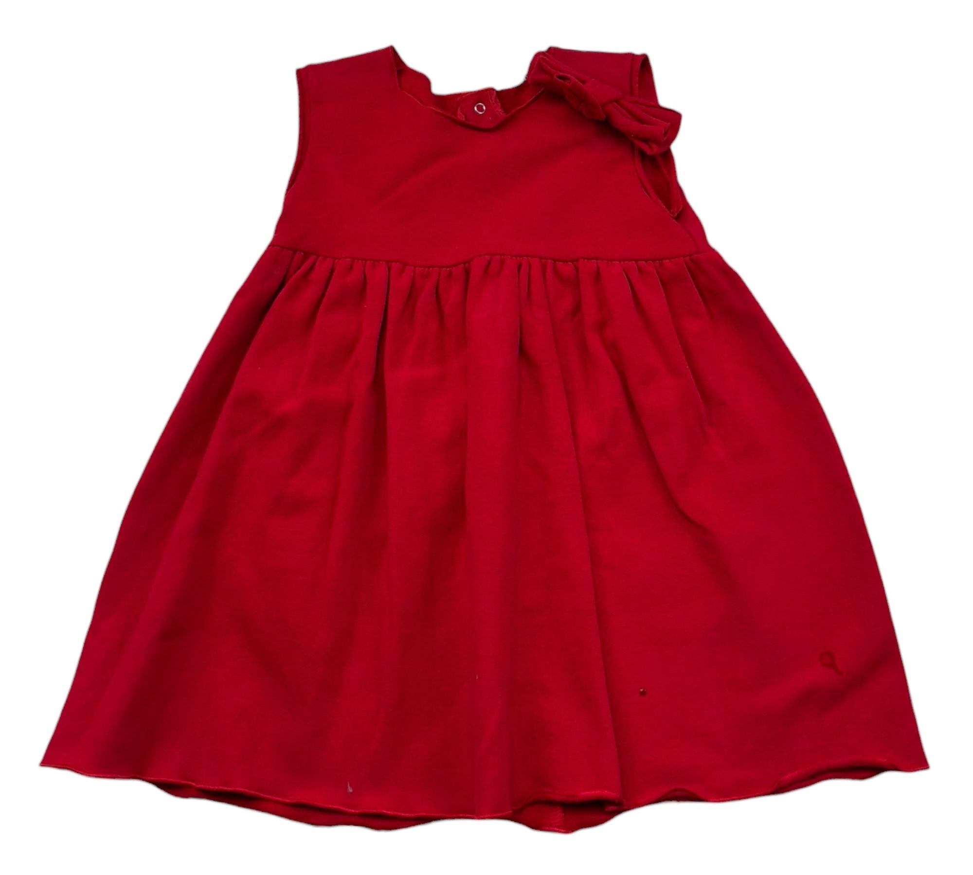 Le Bebe Abito Giromanica Tinta Unita con Fiocco per Neonata LBG0916 ROSSO LE BEBE 