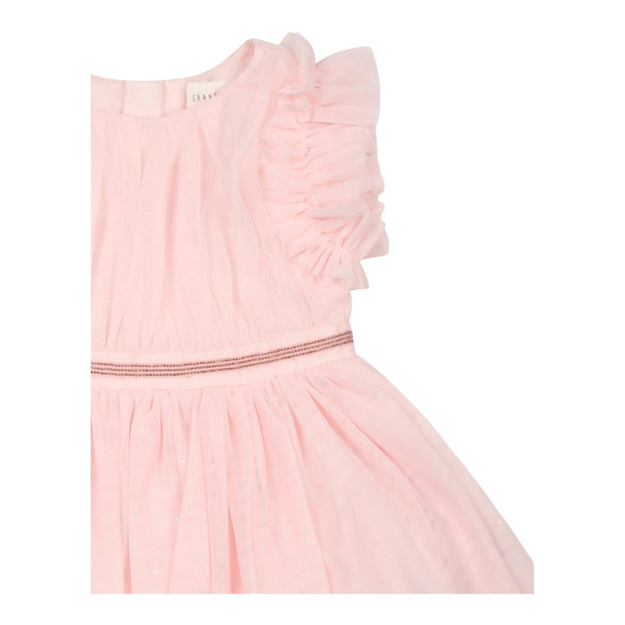 Carre'Ment Beau Abito Mezza Manica Tinta Unita In Tulle per Neonata Y30165 ROSA CARRE'MENT BEAU 