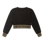BALMAIN felpa girocollo tinta unita con stampa Nero per Bambina BT4A20 NERO BALMAIN 