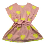 abito mezza manica tinta unita con ricami BS10WB052 ROSA PICCOLA LUDO 