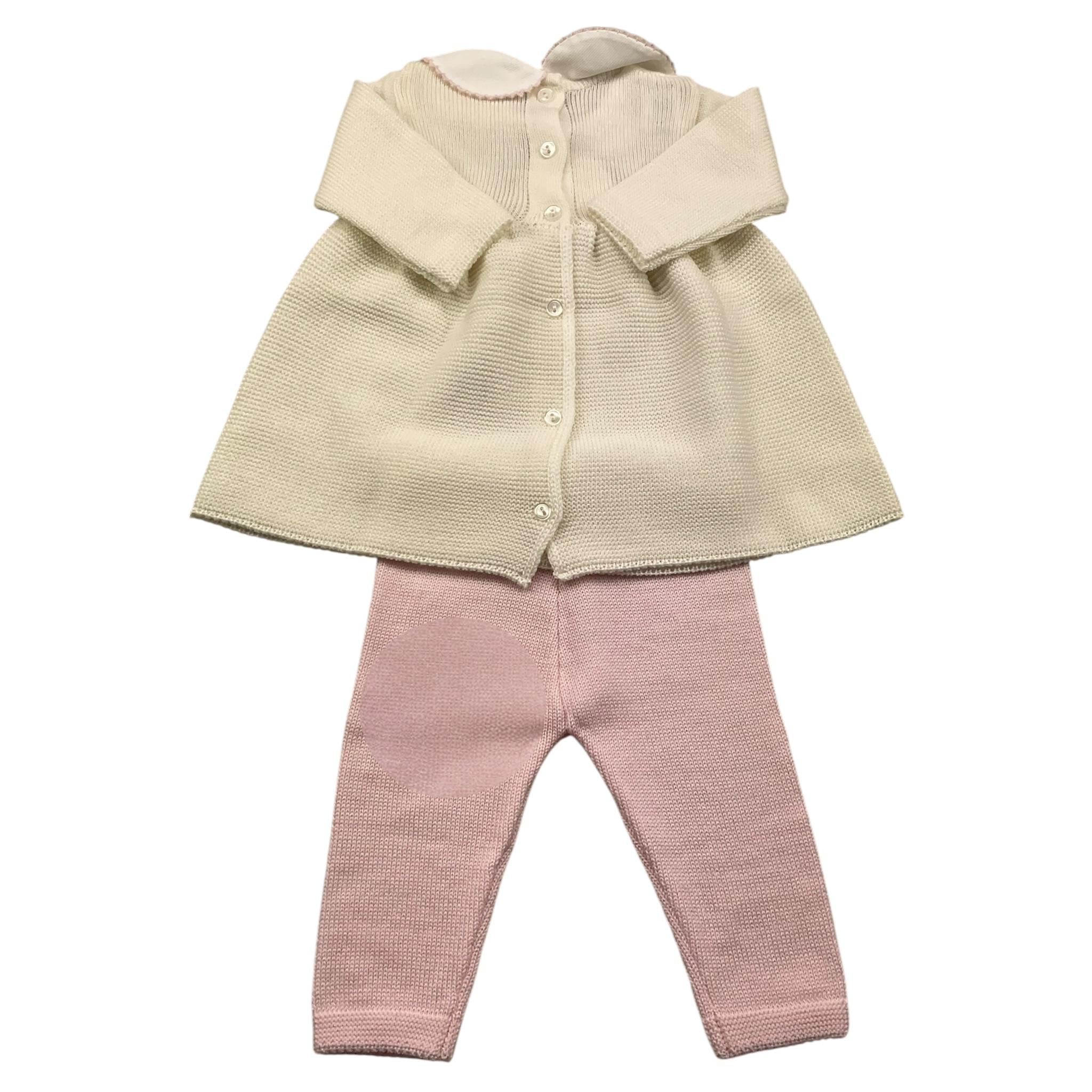 BABY LORD completo 3 pezzi maglia-pantalone-babbucce Panna/rosa per Neonata 419 PANNA/ROSA BABY LORD 