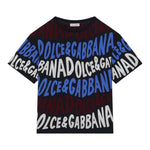 DOLCE & GABBANA t-shirt girocollo tinta unita con stampa Blu per Bambino L4JTHVX BLU DOLCE & GABBANA 