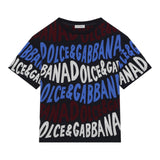 DOLCE & GABBANA t-shirt girocollo tinta unita con stampa Blu per Bambino L4JTHVX BLU DOLCE & GABBANA 