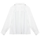 Vicolo Camicia Manica Lunga Tinta Unita Con Ricami In Contrasto Bianco Per Bambina