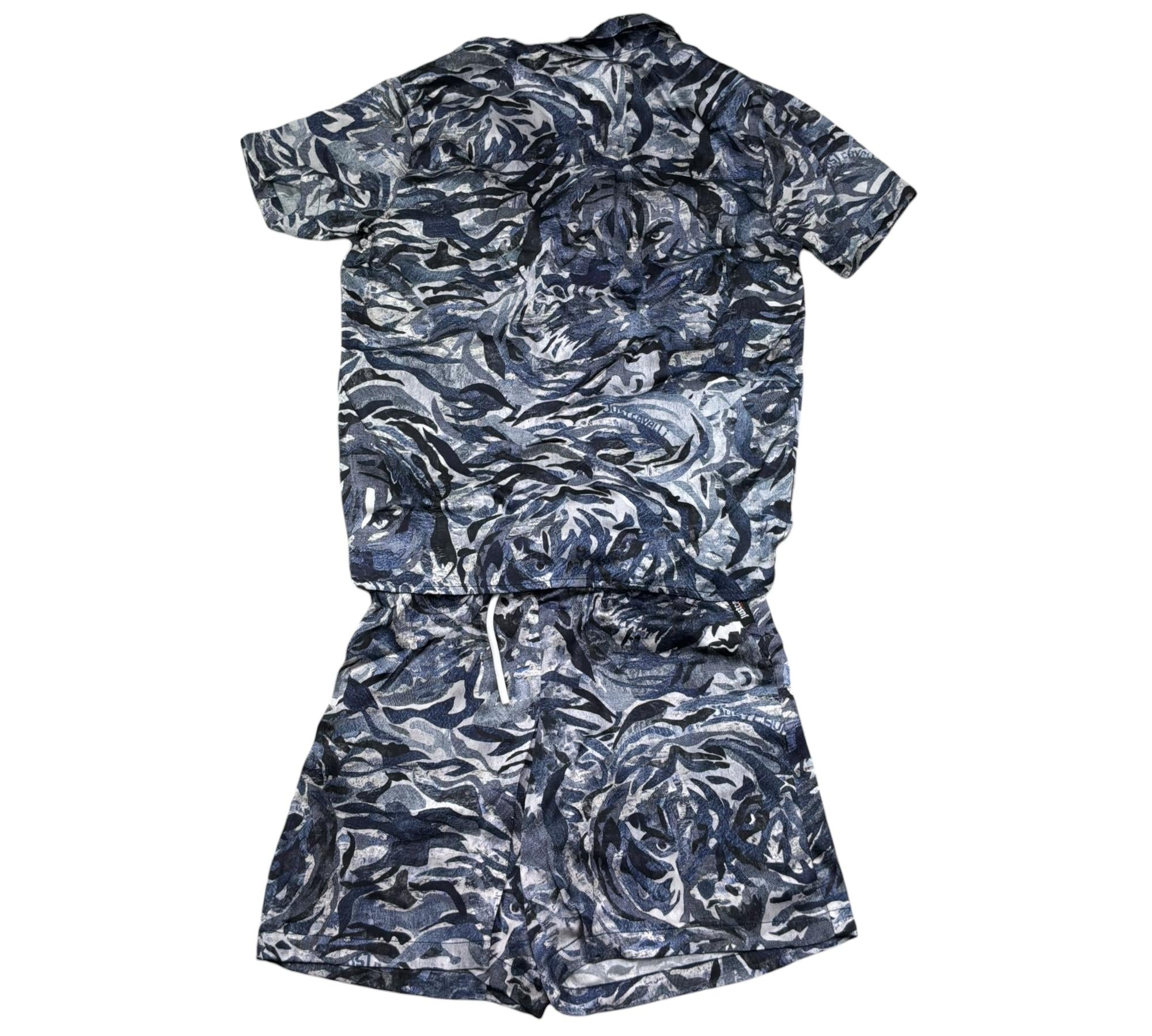 Just Cavalli Completo 2 Pezzi Camicia-Bermuda per Bambino JBP26168CE BLU JUST CAVALLI 