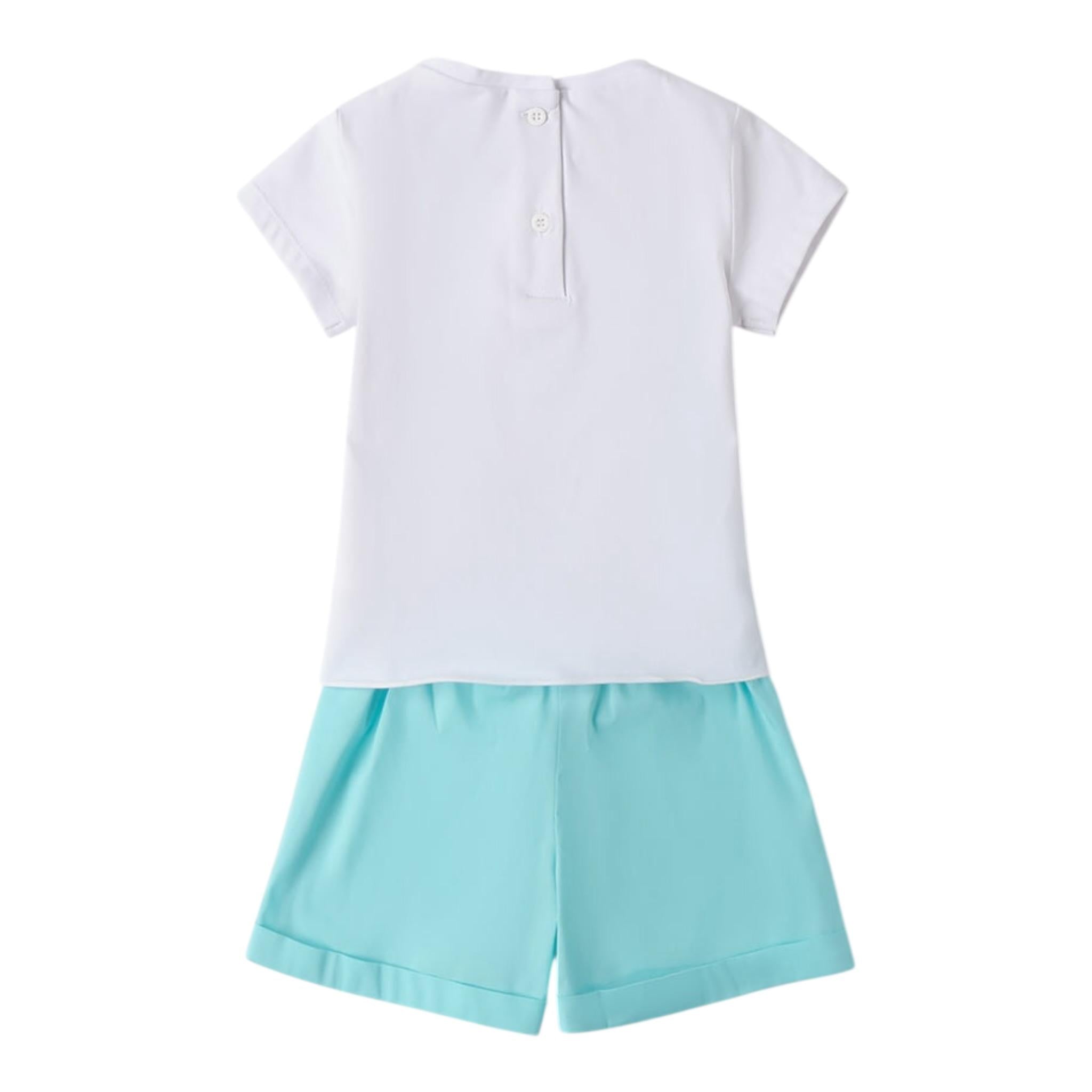 Sarabanda Completo 2 Pezzi T-Shirt-Short Bicolore per Neonata 0B236XN BIANCO/AZZURRO SARABANDA 