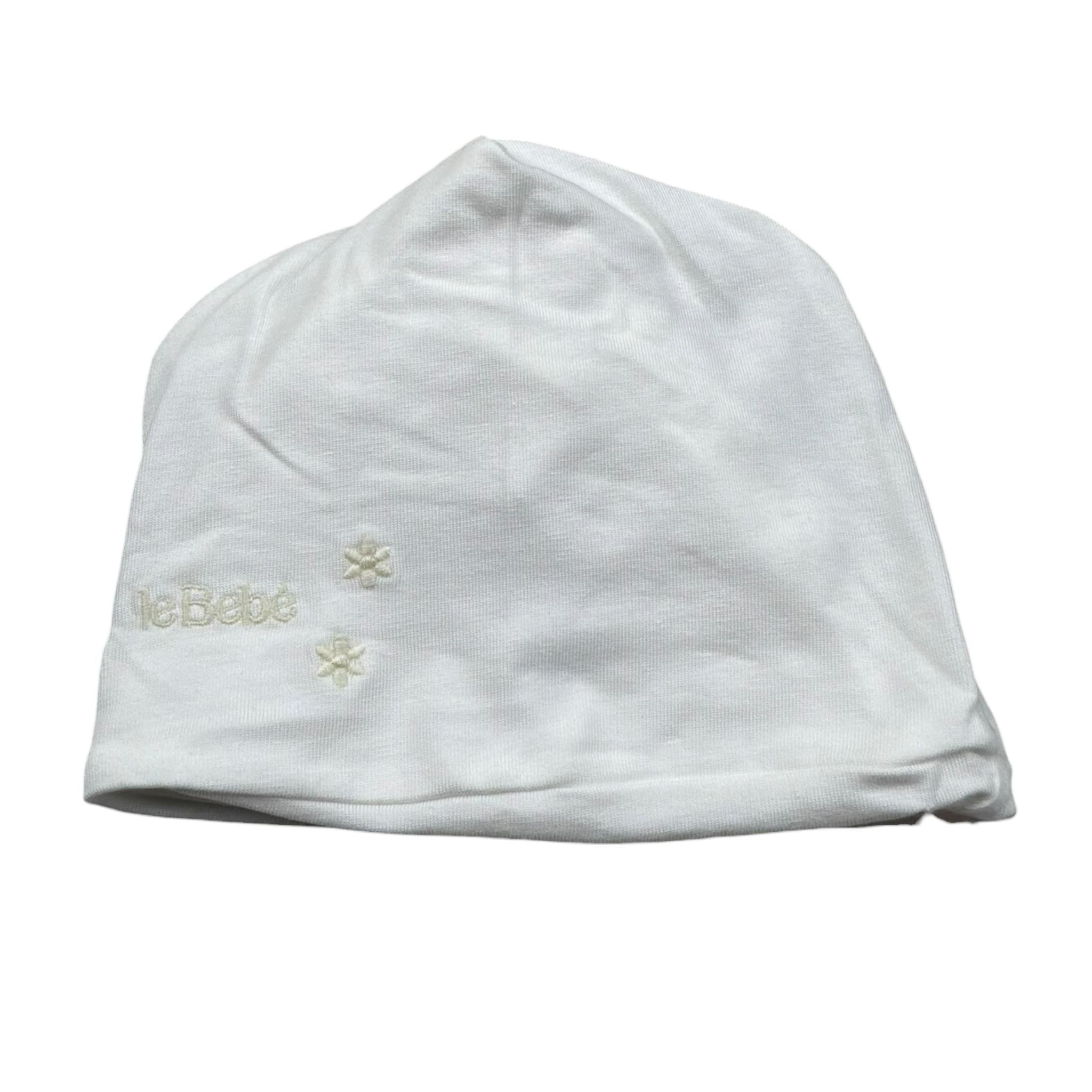 Le Bebe Cappello Tinta Unita con Stampa per Neonata LBG5758 BIANCO LE BEBE 