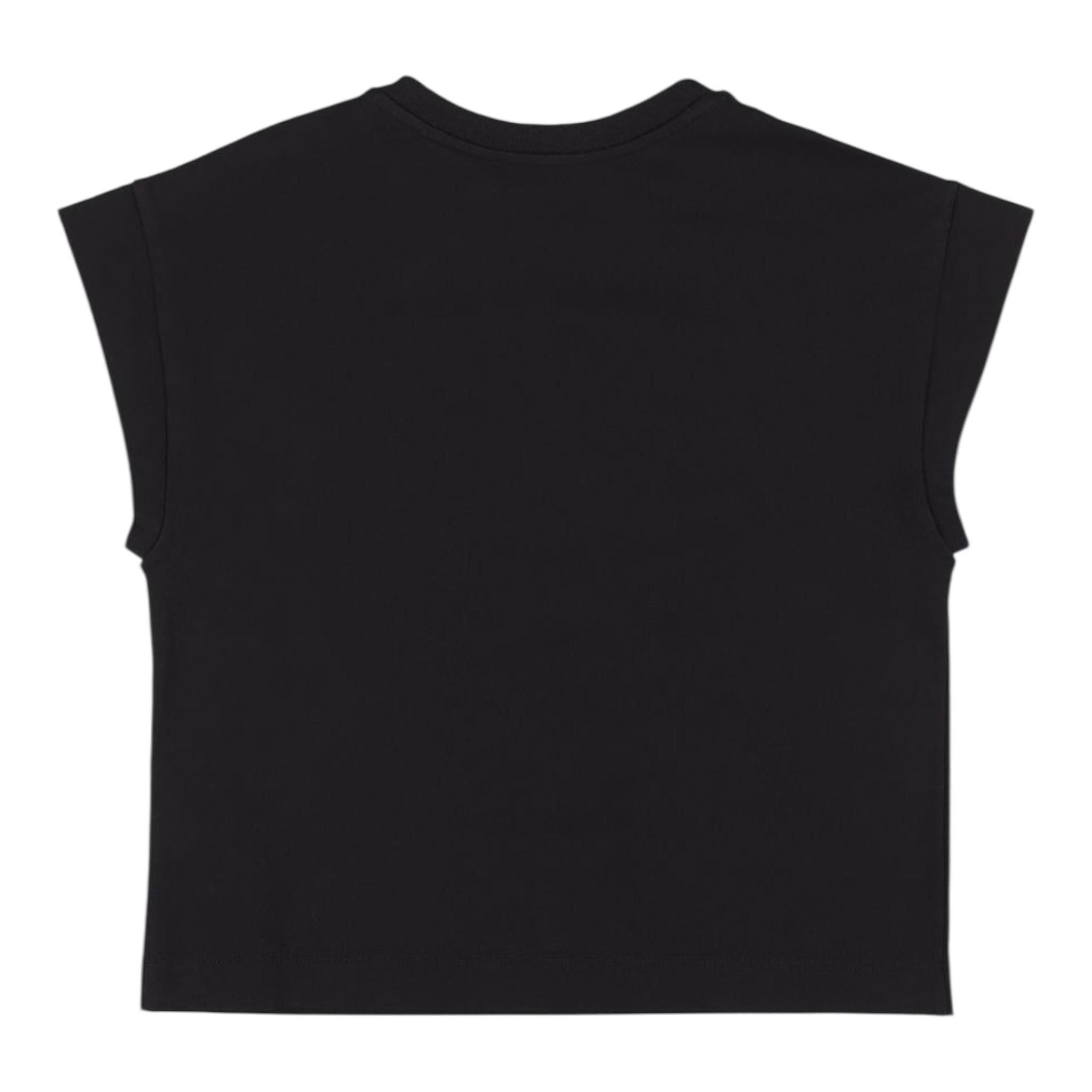 Dolce & Gabbana T-Shirt Girocollo Tinta Unita con Logo per Bambina L5JTID NERO DOLCE & GABBANA 