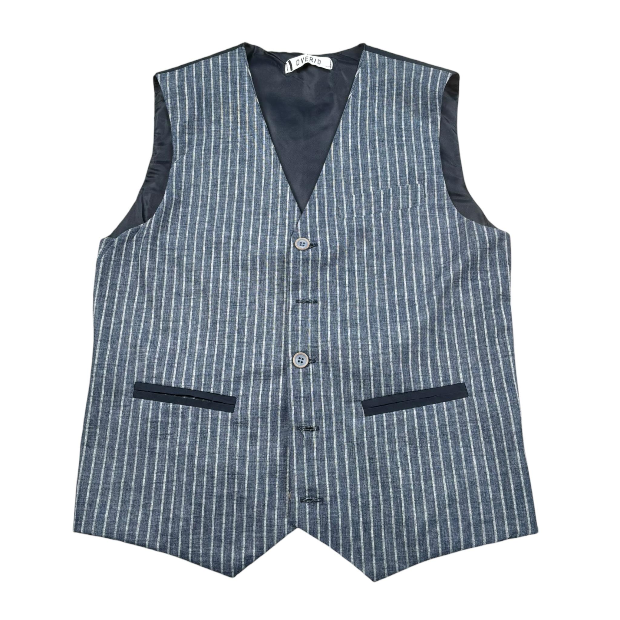 Over-D Gilet Tinta Unita con Bottoni E Fantasia A Righe per Bambino OK1105SGL BLU OVER-D 