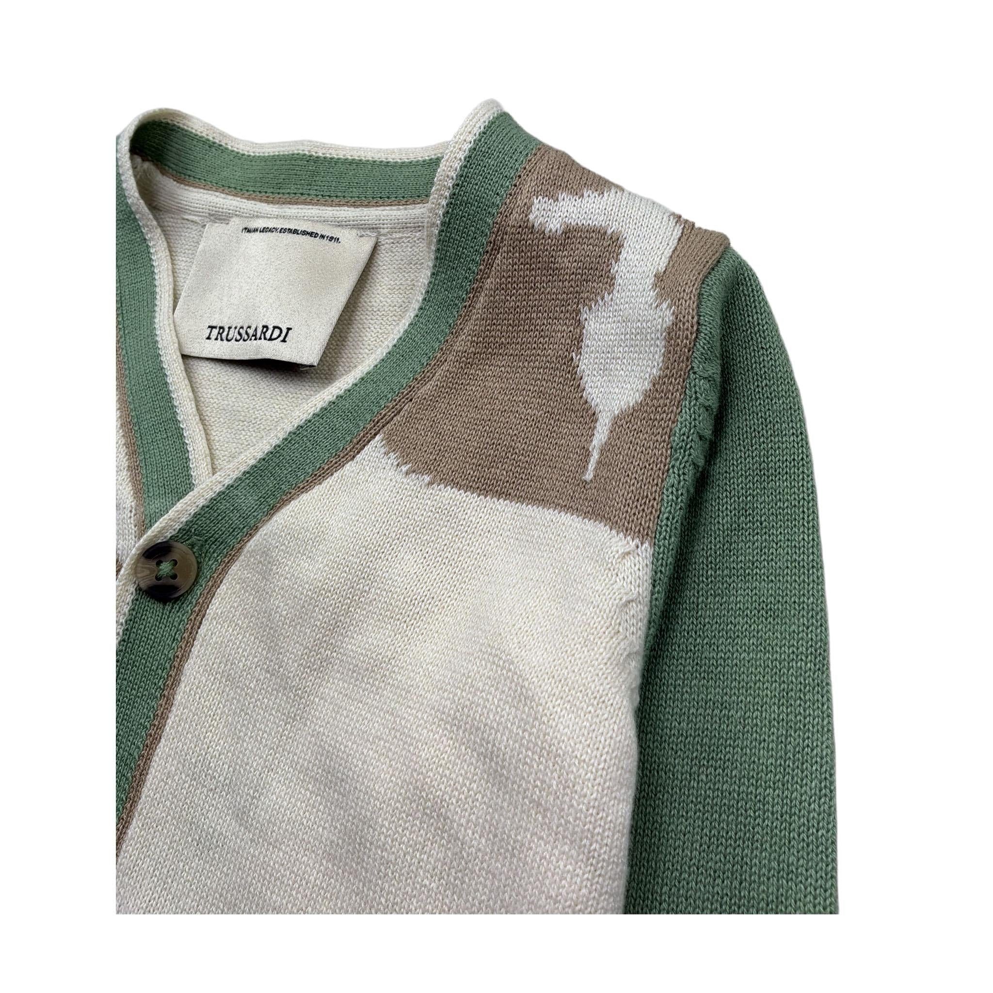 Trussardi Cardigan Stampa Fantasia Scollo A V per Neonato TIP26069CD PANNA TRUSSARDI 