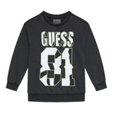GUESS felpa chiusa girocollo tinta unita con logo Nero per Bambino L4YQ08KA6R4 NERO GUESS 