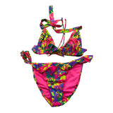 Mefui Costume Modello Bikini Multicolor Con Balze Triangolo-Slip Multicolor Per Bambina